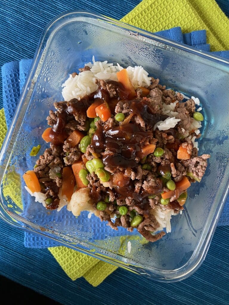 Weeknight meal Beef edamame noodle bowl
