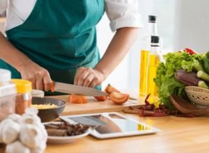 Woman chopping veggies