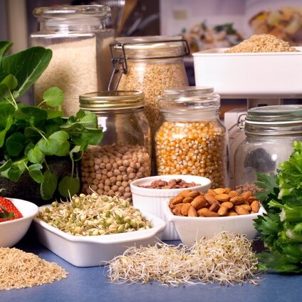 Still life of variety of Healthy Foods